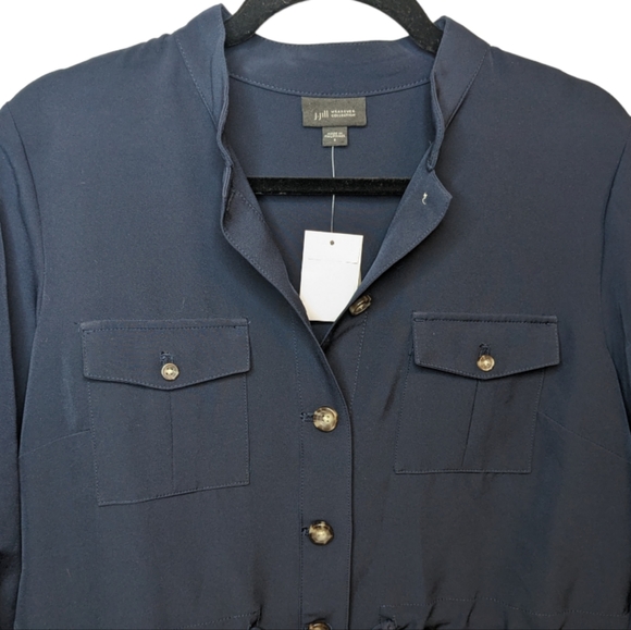 NWT J. Jill Wearever Collection Navy Cinched Button-Down Jacket Size S 💙✨ - Picture 5 of 14
